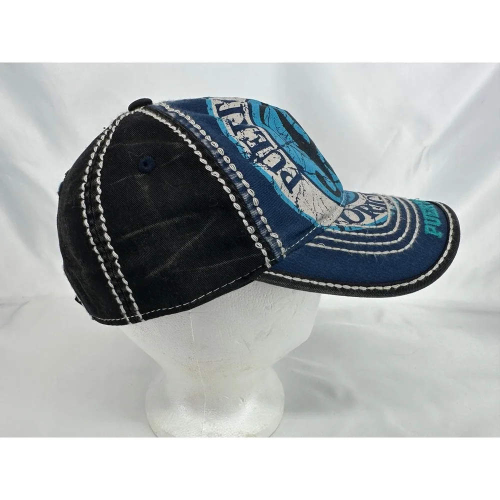 Robin Ruth Puerto Rico Hat Mens OSFA Blue Black Distressed Souvenir Cap PR Logo